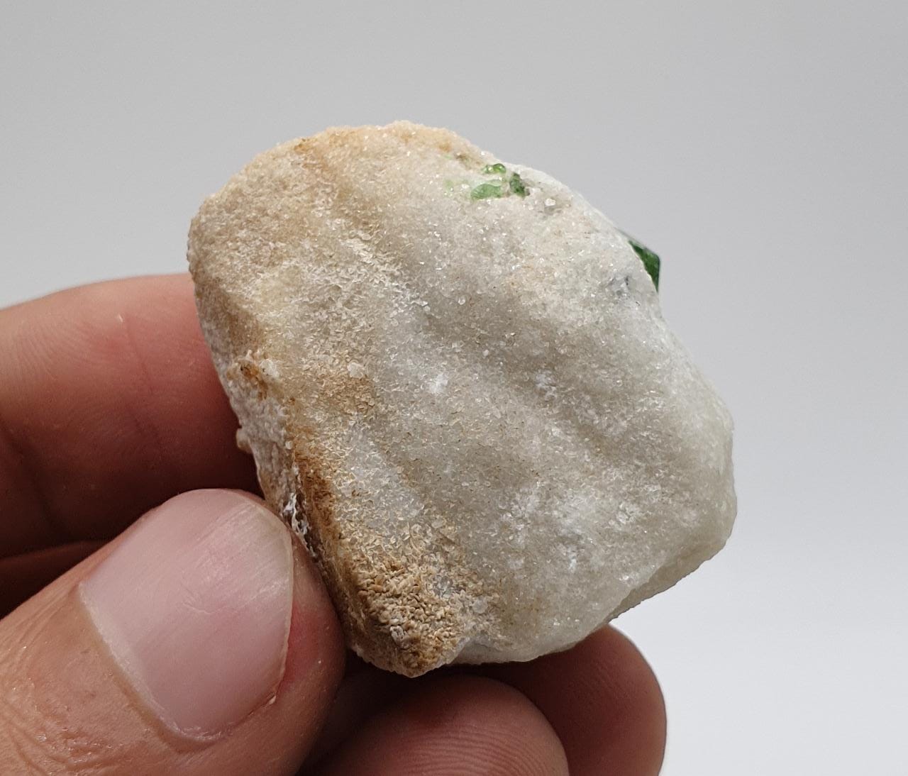 Stubby Rounded Terminated Uvite Crystals on Calcite