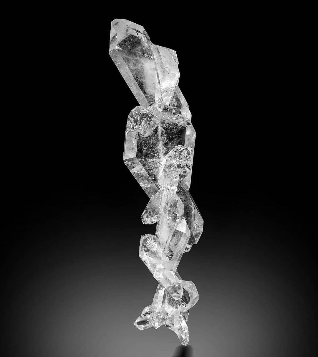 Faden Quartz Crystals on black ground at Gandhara Fine Minerals 