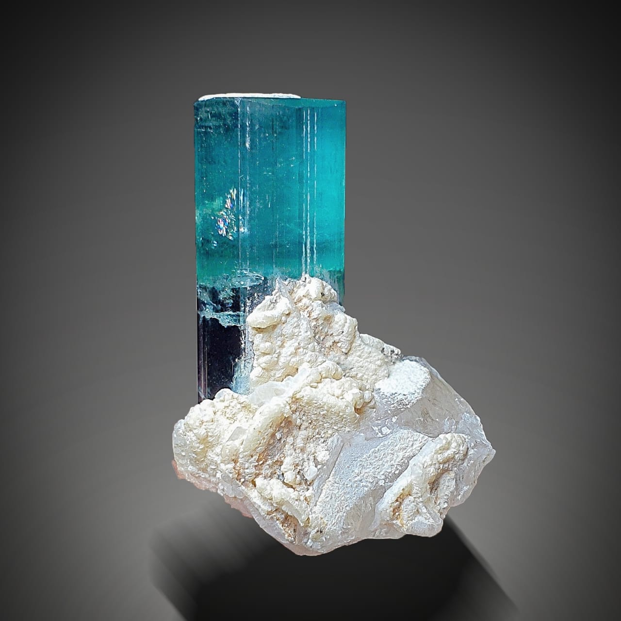 19 Grams Vibrant Blue Indicolite Tourmaline Crystal on Quartz