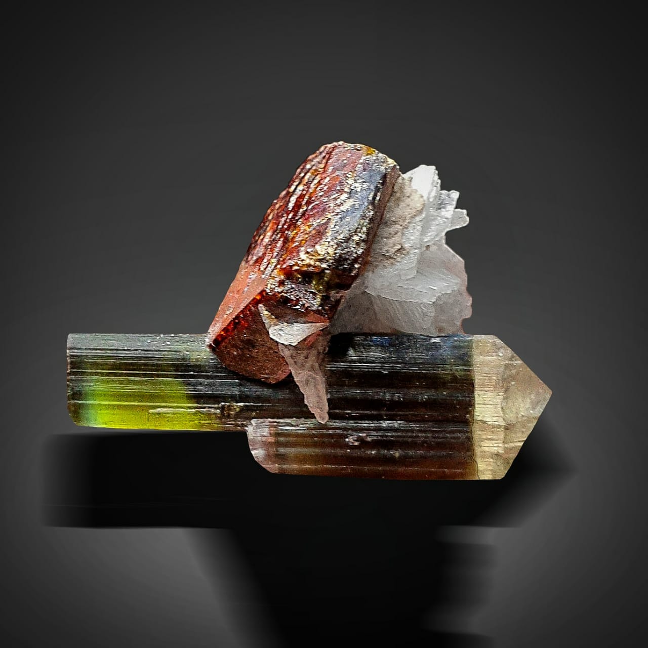 5.7 Grams Vivid Red Tantalite on Tourmaline Crystal