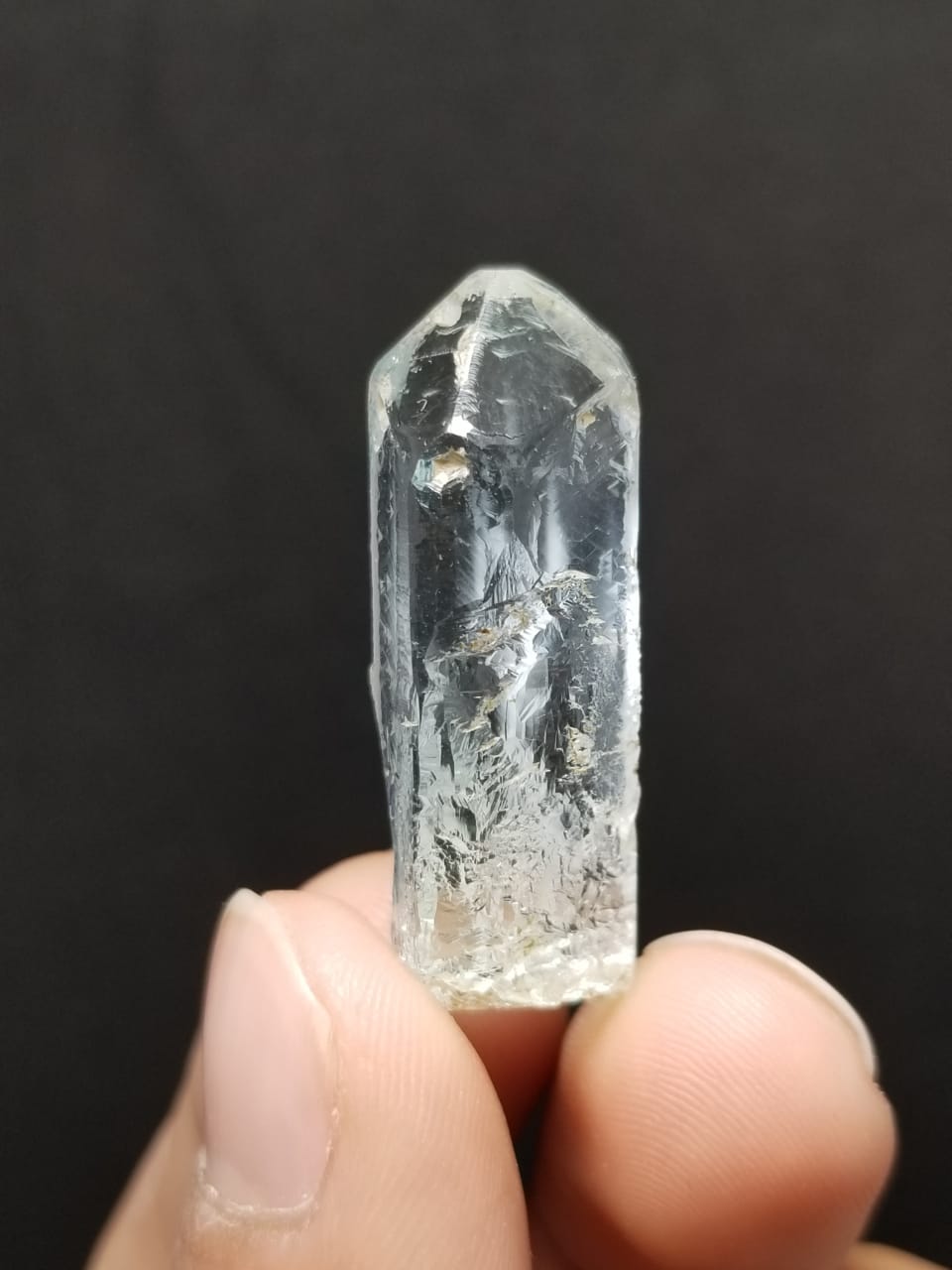 9.85 Gram Natural Etched Aquamarine Crystal with Unusual Bullet Termination