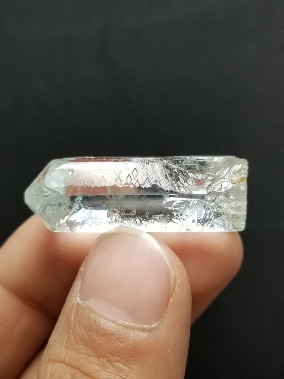 9.85 Gram Natural Etched Aquamarine Crystal with Unusual Bullet Termination