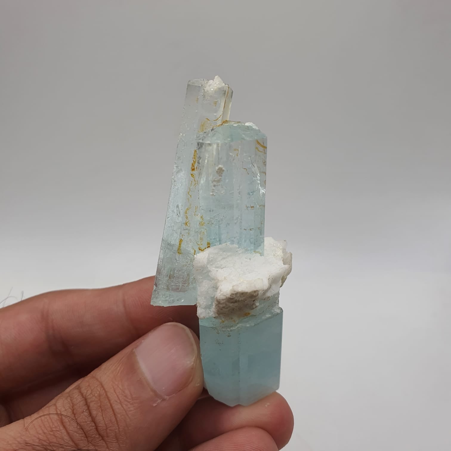 Lovely And Artistic Piece Of Double Terminated Aquamarine With Albite