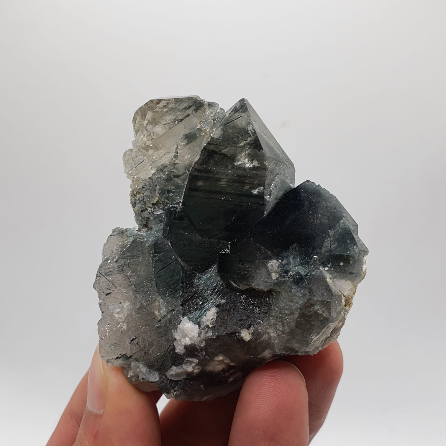 Lovely And Rare Variety Blue Quartz With Byssolite