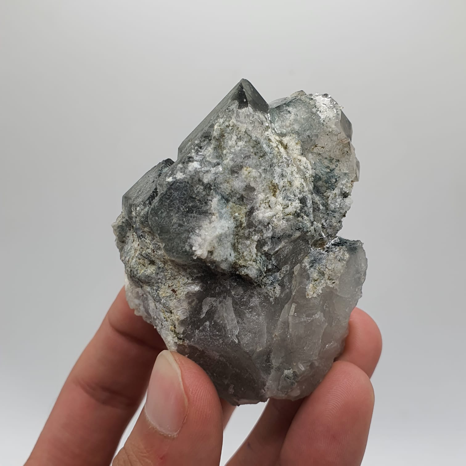 Lovely And Rare Variety Blue Quartz With Byssolite