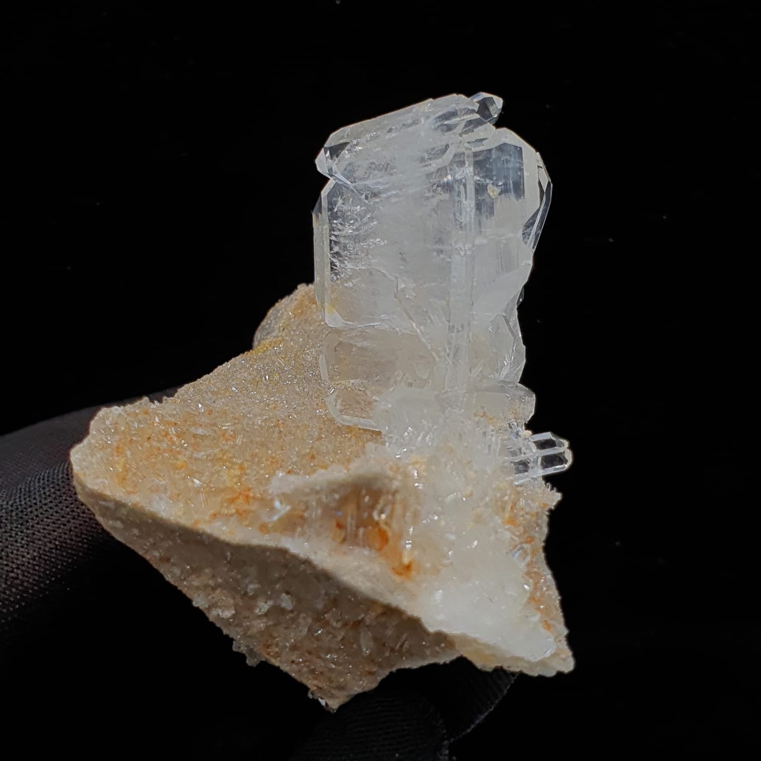 Love Arrangement Of Tabular Faden Quartz On Lemonite Matrix