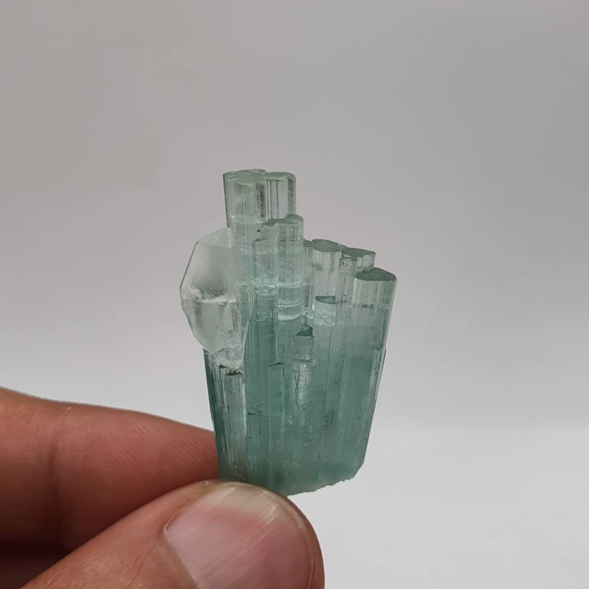 Lovely Seafoam Blue Tourmaline Cluster With Quartz