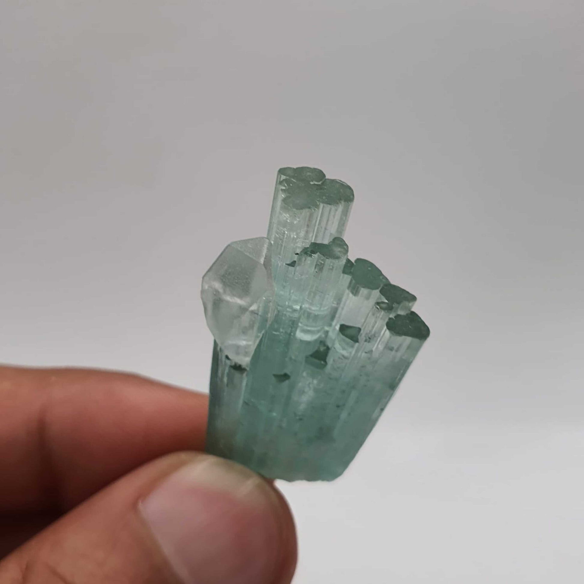 Lovely Seafoam Blue Tourmaline Cluster With Quartz
