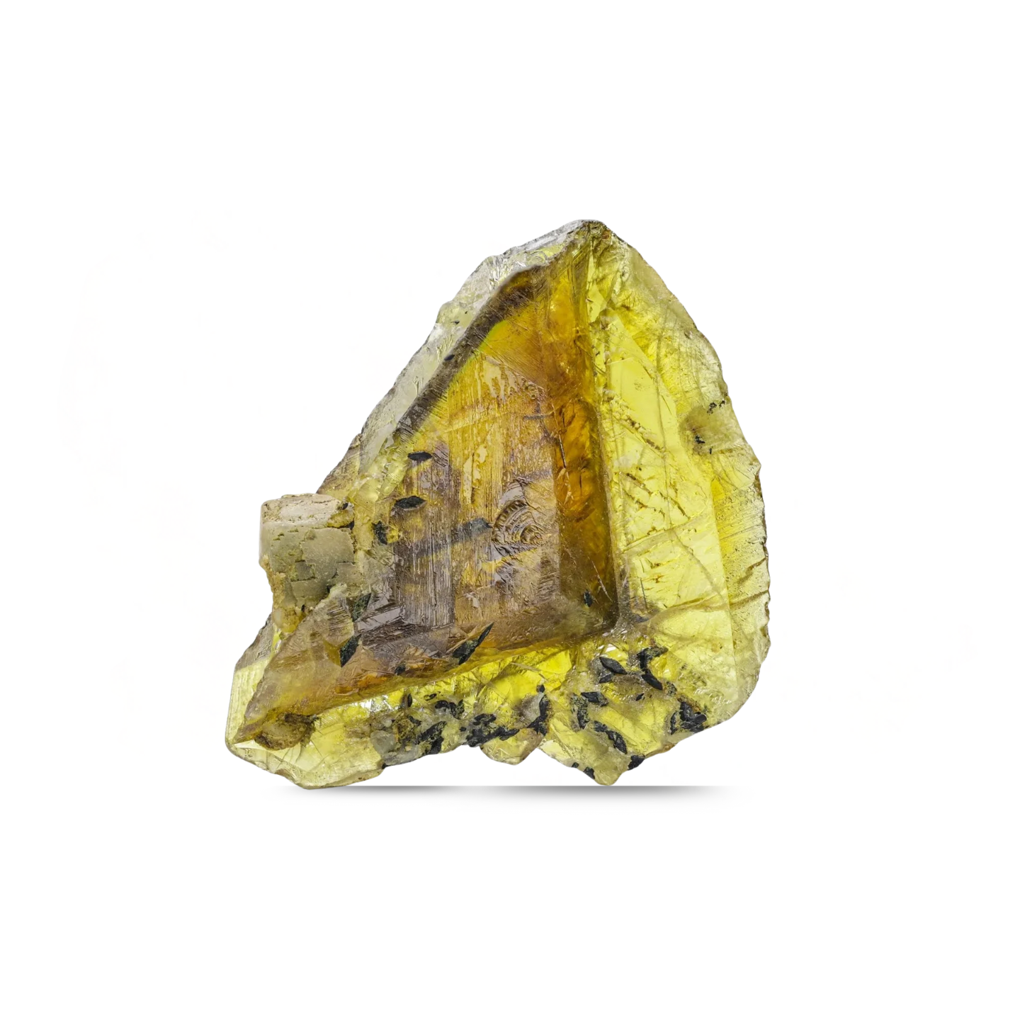 Yellow crystal on a white background