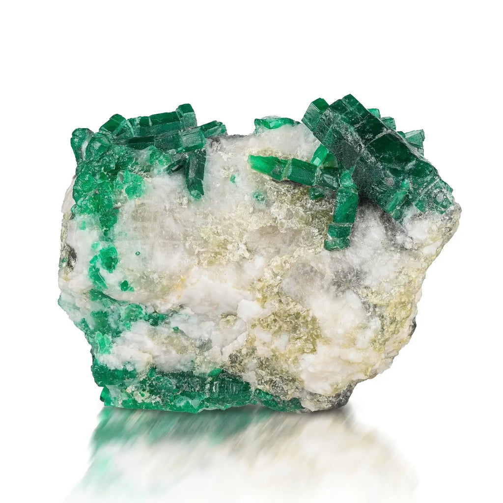 Aesthetic Emerald Crystal Cluster on Calcite