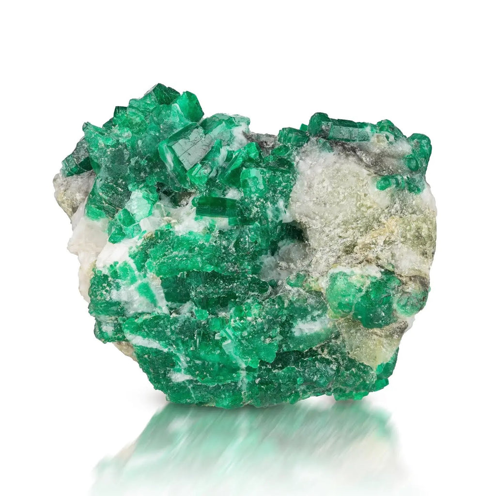 Aesthetic Emerald Crystal Cluster on Calcite