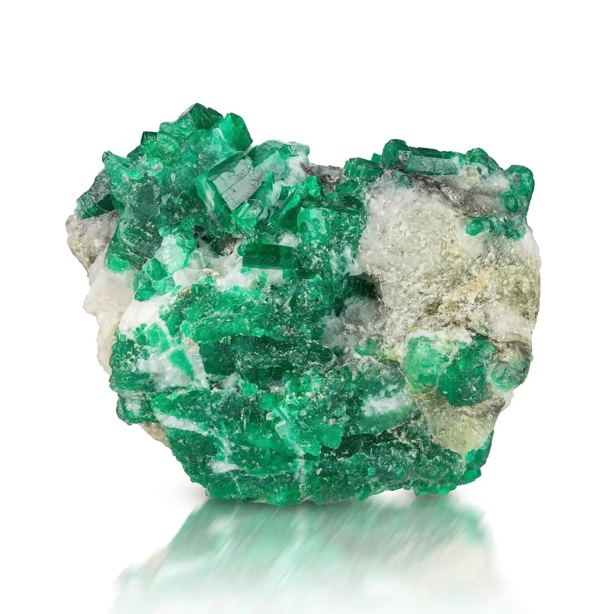 Aesthetic Emerald Crystal Cluster on Calcite