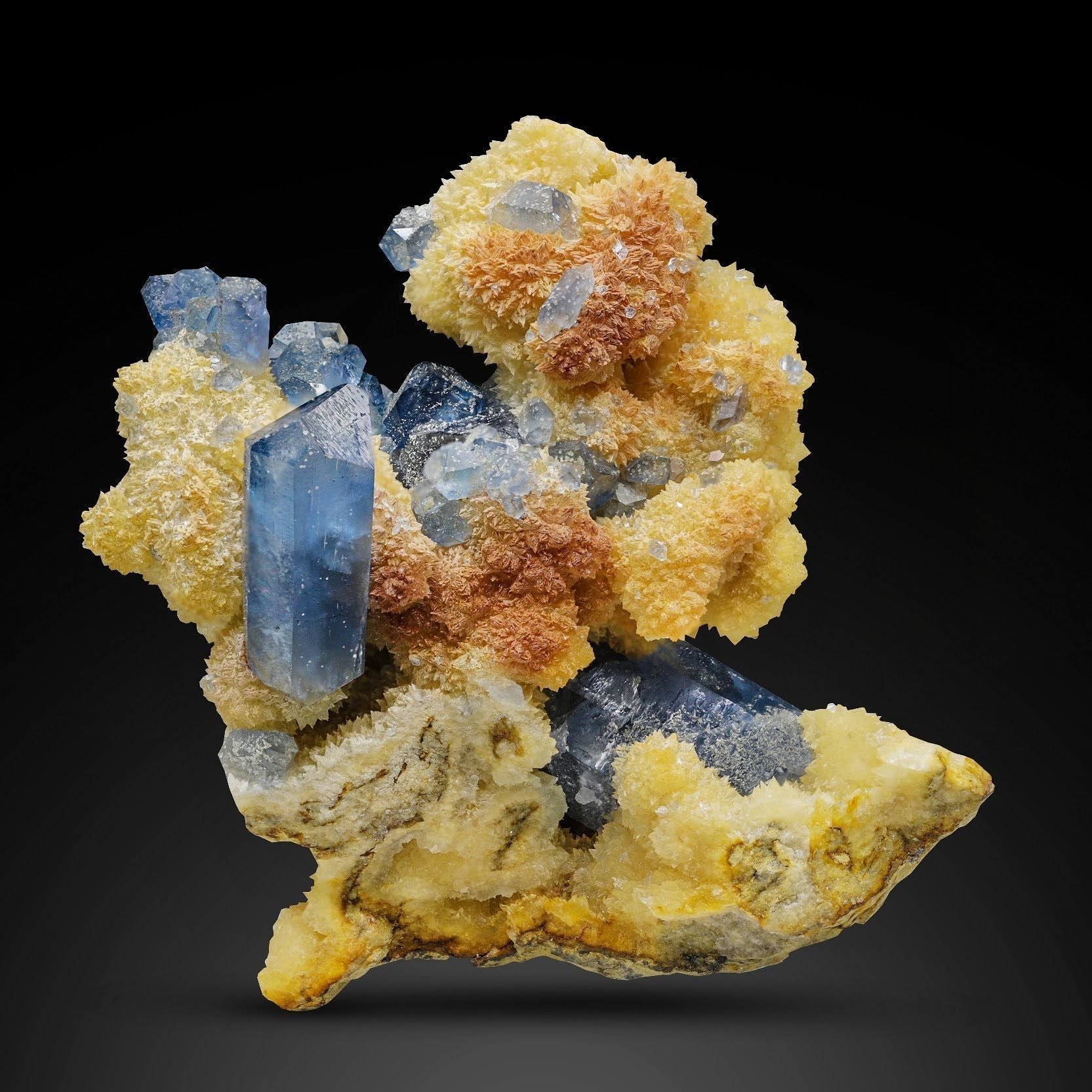 Celestite Crystals On Calcite Matrix From Afghanistan