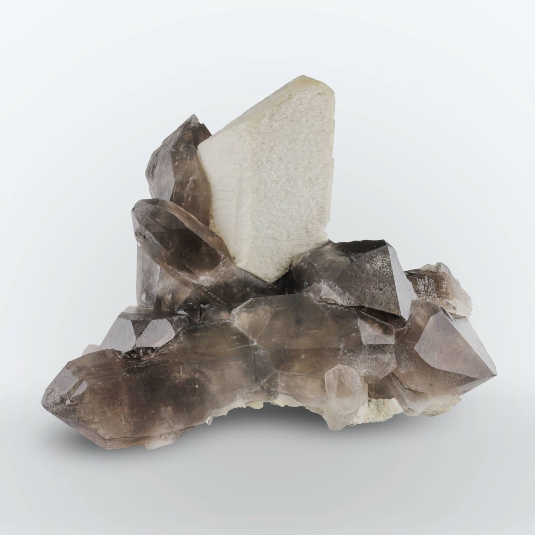 artistic large cabinet specimen of Feldspar on Smoky Quartz from pakistan