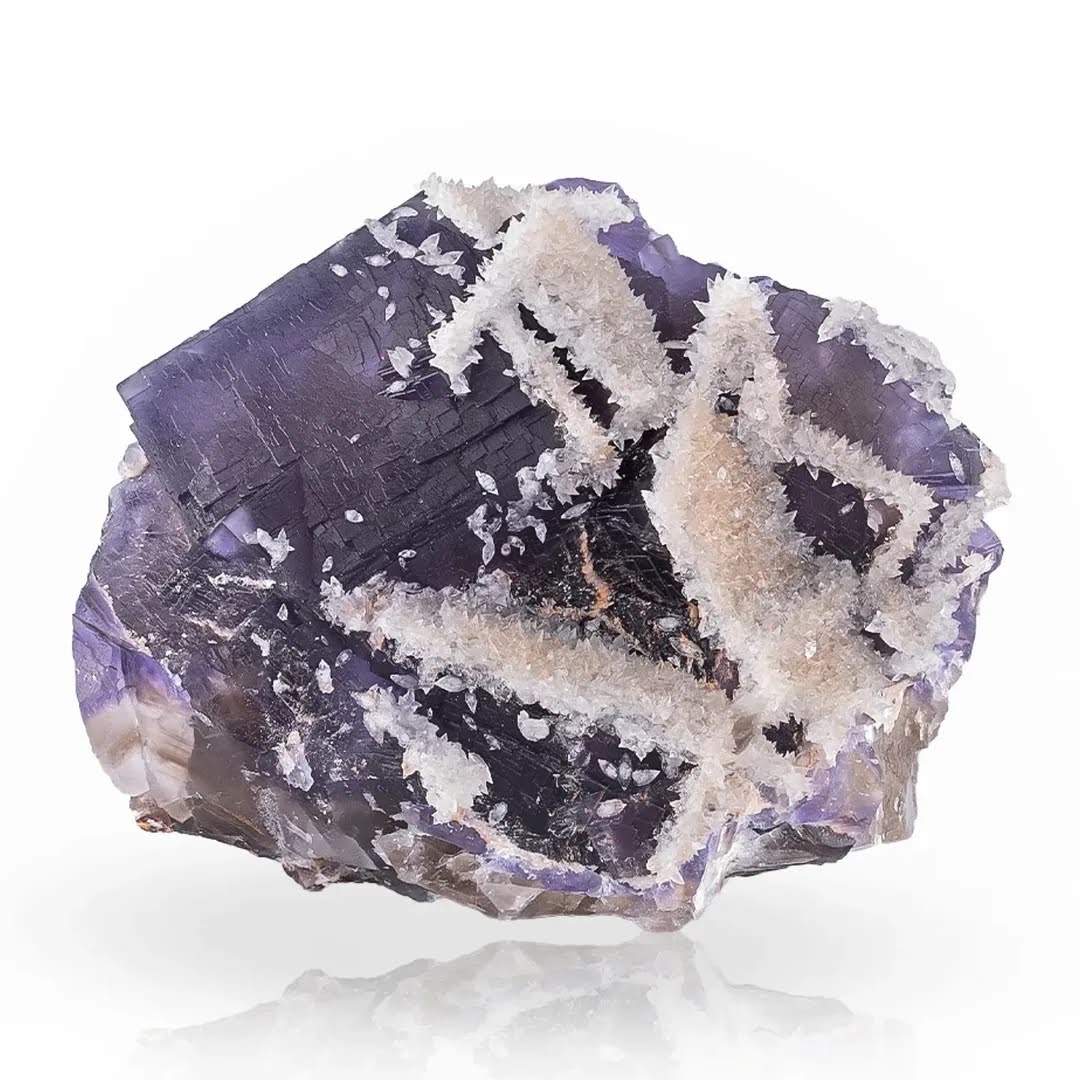 Natural Fluorite With Calcite