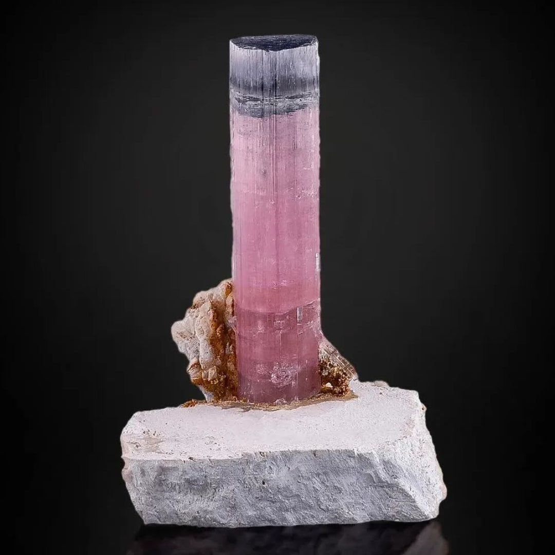Blue Cap Tourmaline On Albite