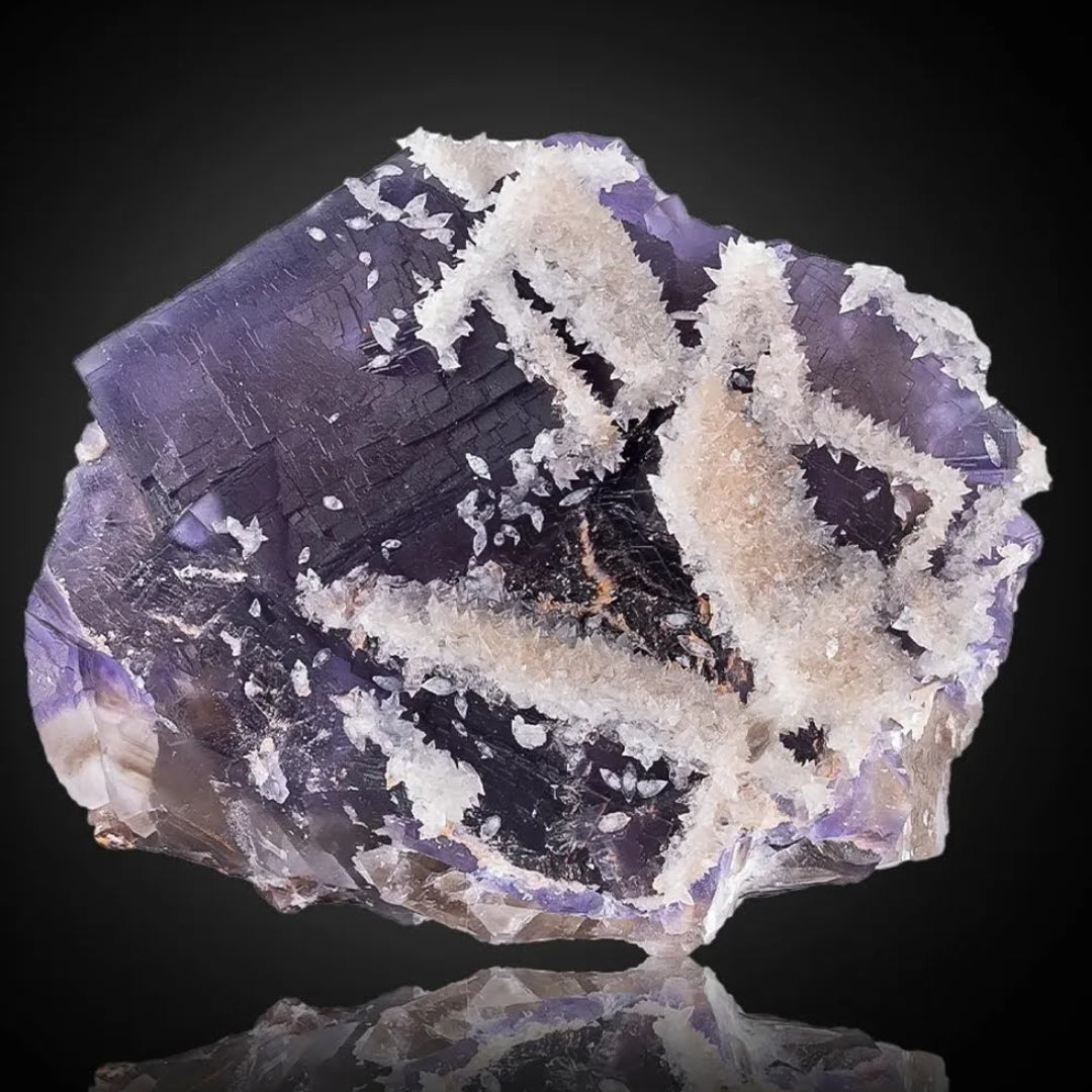 Natural Fluorite With Calcite