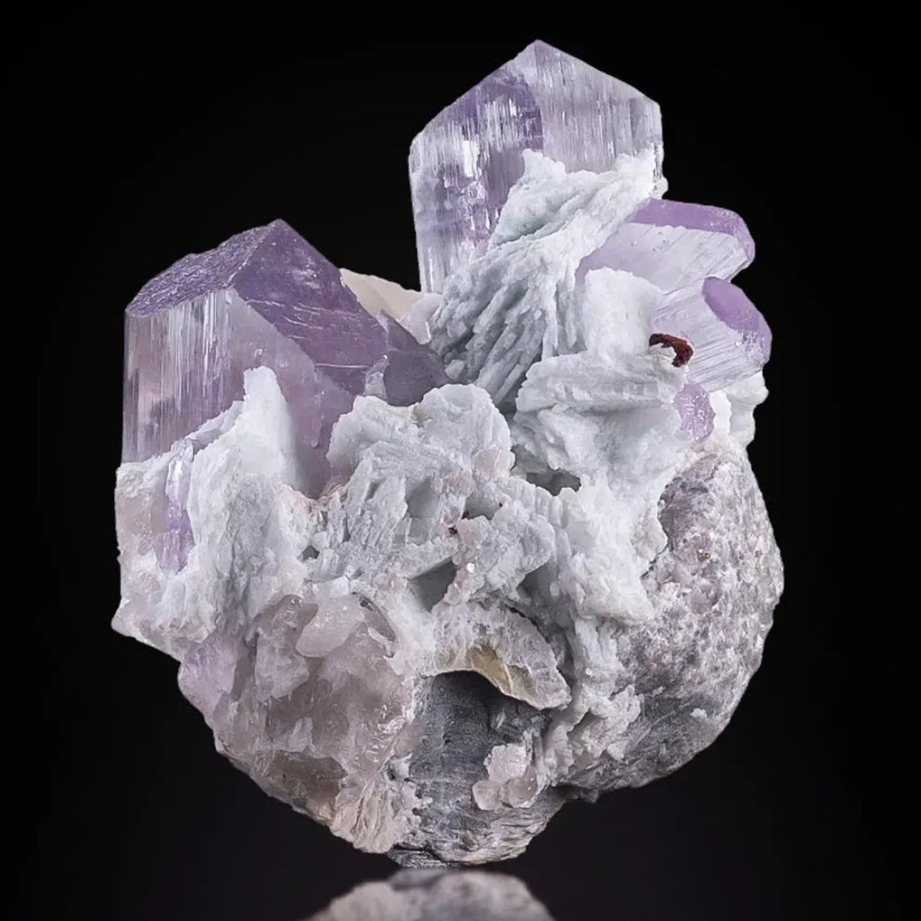 Kunzite Crystals On Albite