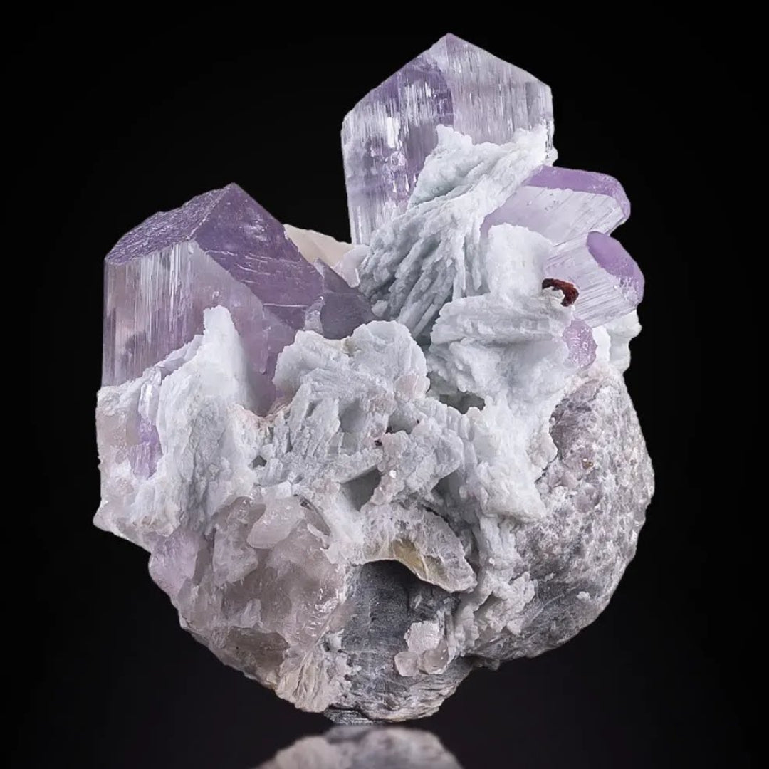 Kunzite Crystals On Albite