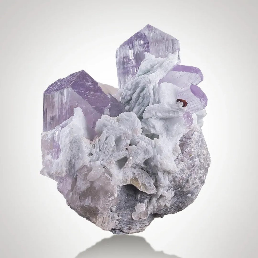 Kunzite Crystals On Albite