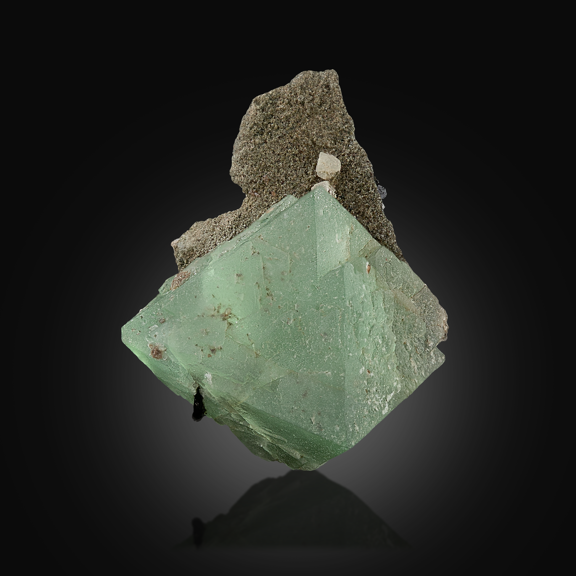 Fluorite Crystal On Muscovite