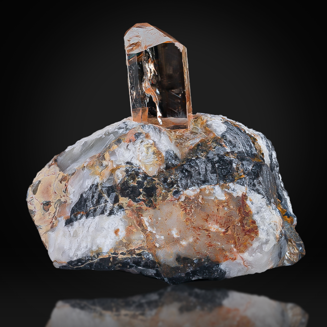 Topaz Crystal On Calcite