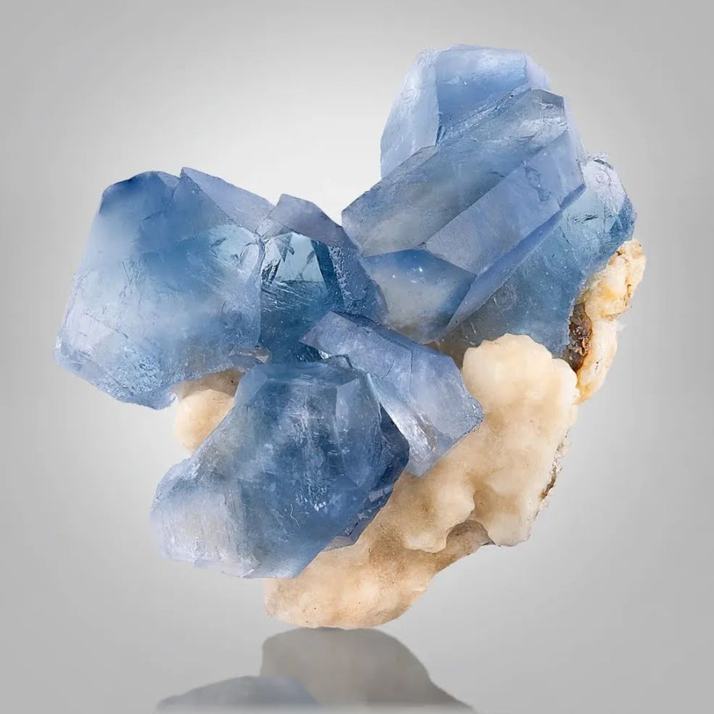 Celestite Crystals On Calcite 