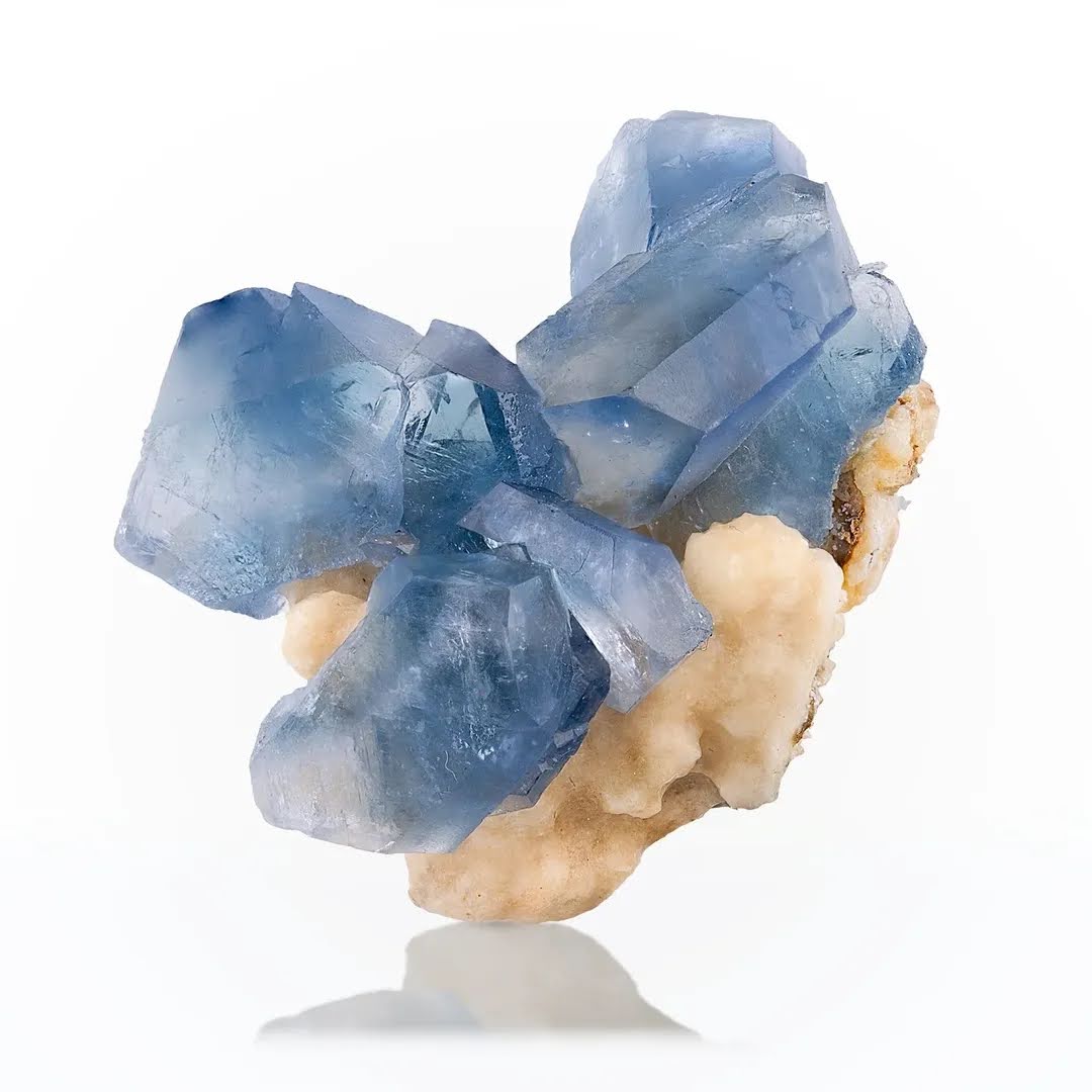 Celestite Crystals On Calcite 