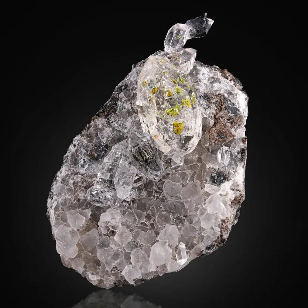Petroleum Quartz On Calcite Matrix 