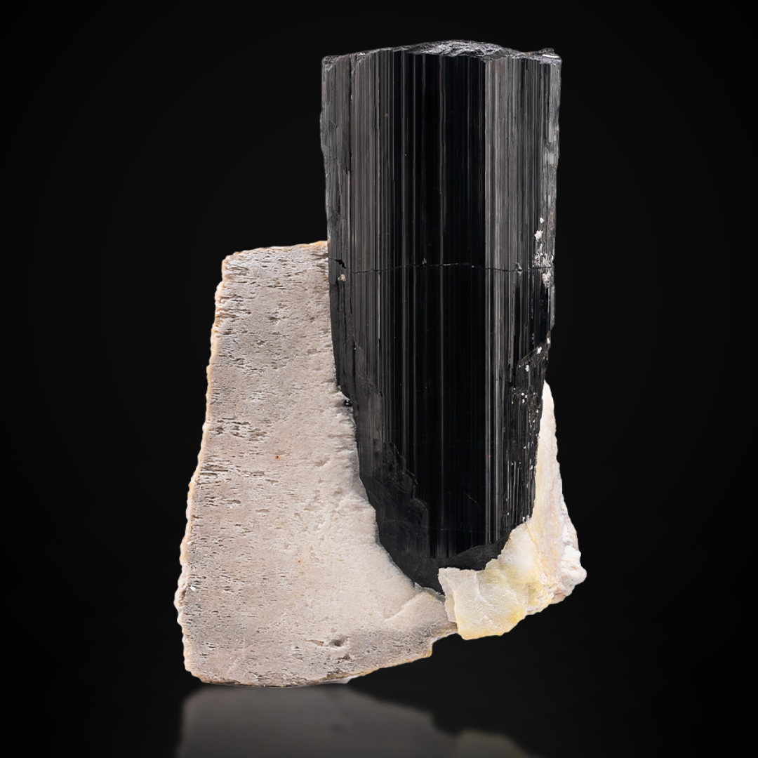 Black Schorl On Albite