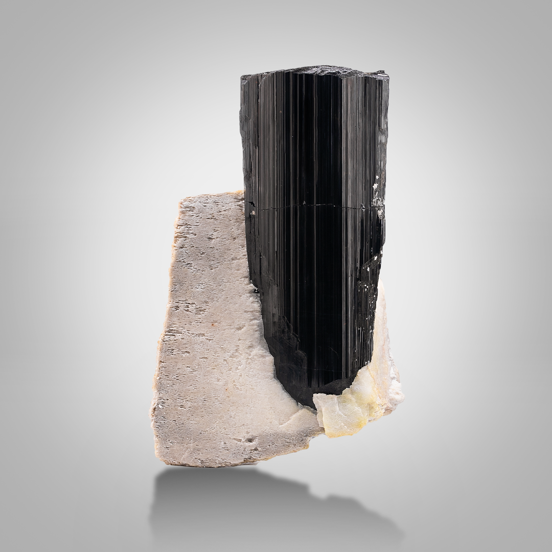 Black Schorl On Albite