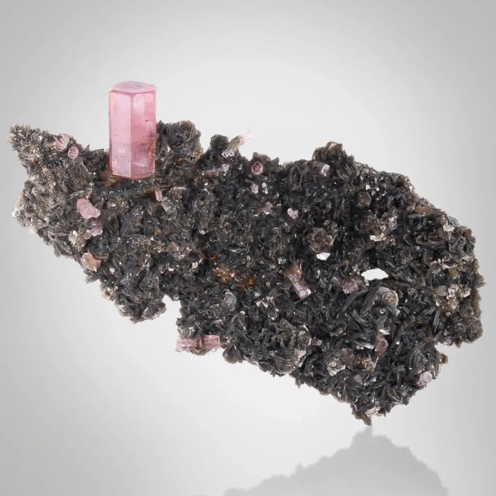Pink Apatite Crystal On Muscovite