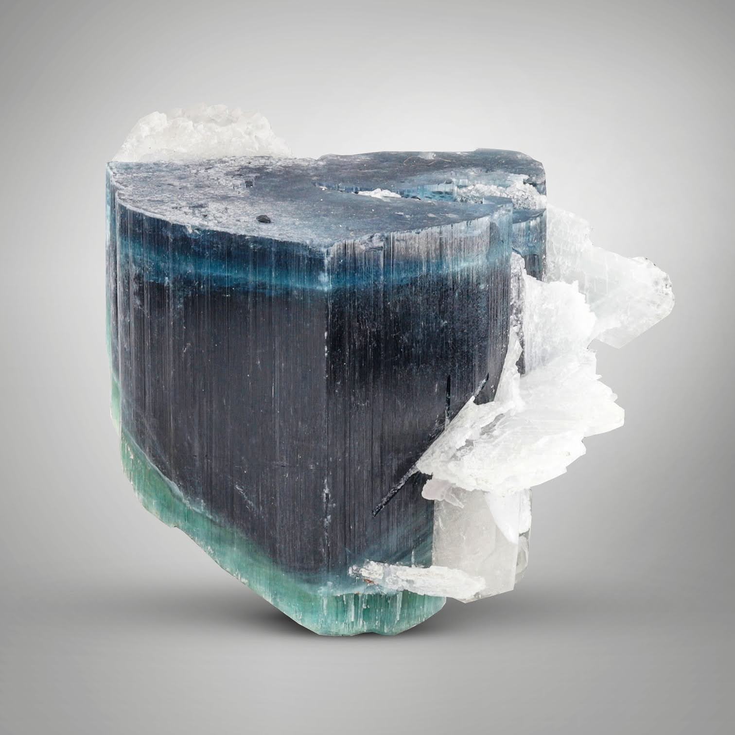 Bi color Indicolite Tourmaline crystal with cleavelandite matrix from Afghanistan