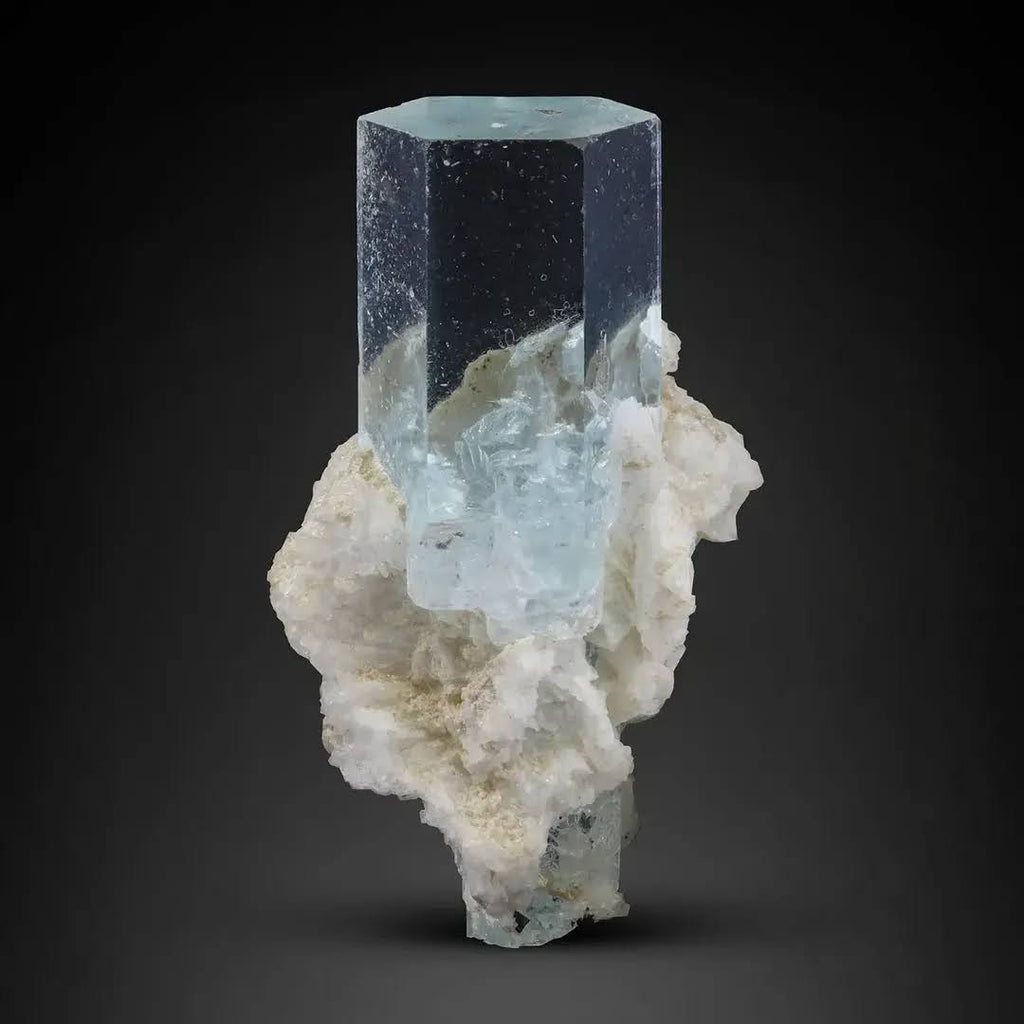 High Quality Batch of Aquamarine Crystals on Albite From Pakistan