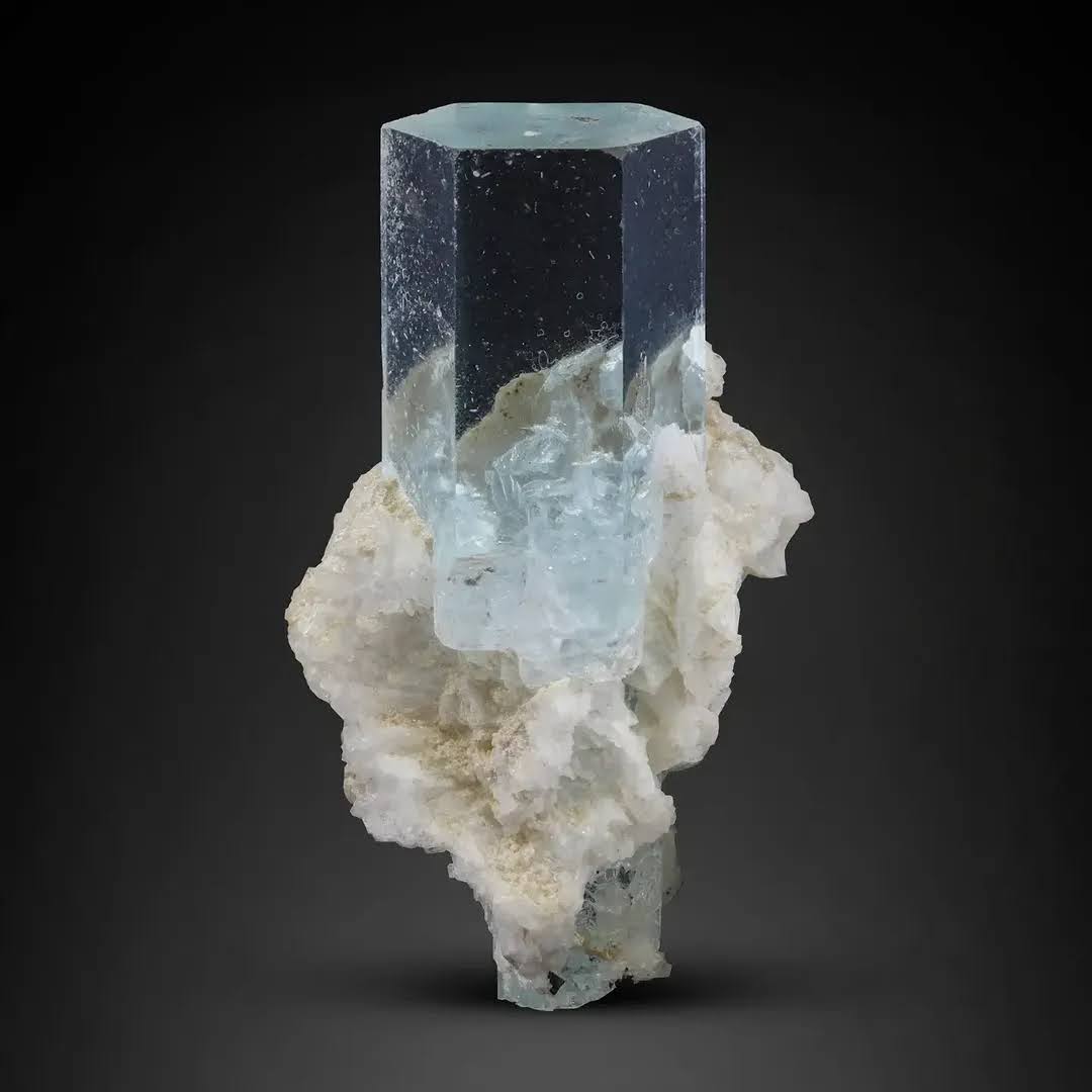 High Quality Batch of Aquamarine Crystals on Albite From Pakistan
