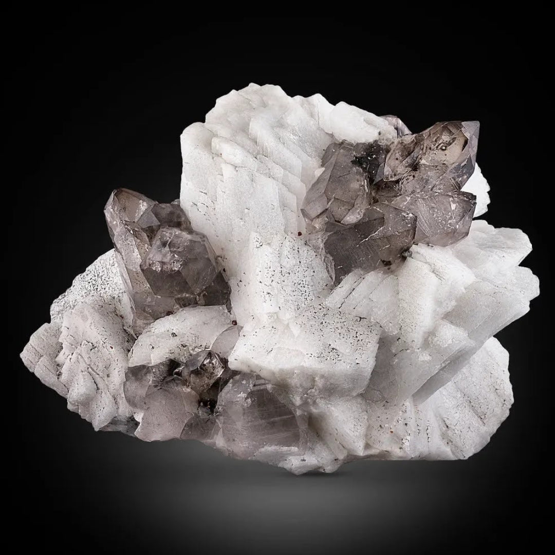 Smoky Quartz On Feldspar