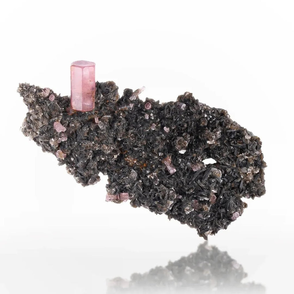 Pink Apatite Crystal On Muscovite