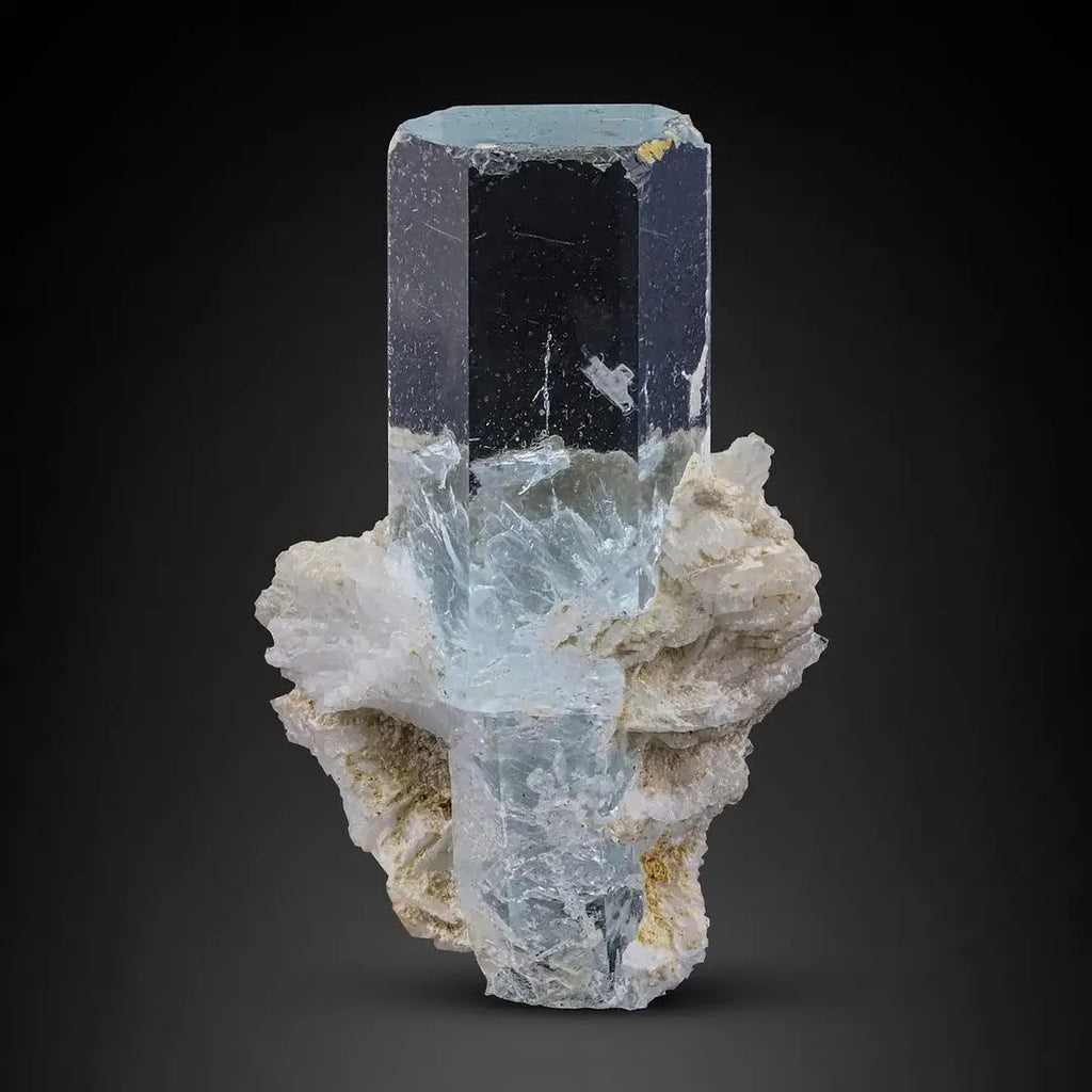 High Quality Batch of Aquamarine Crystals on Albite From Pakistan