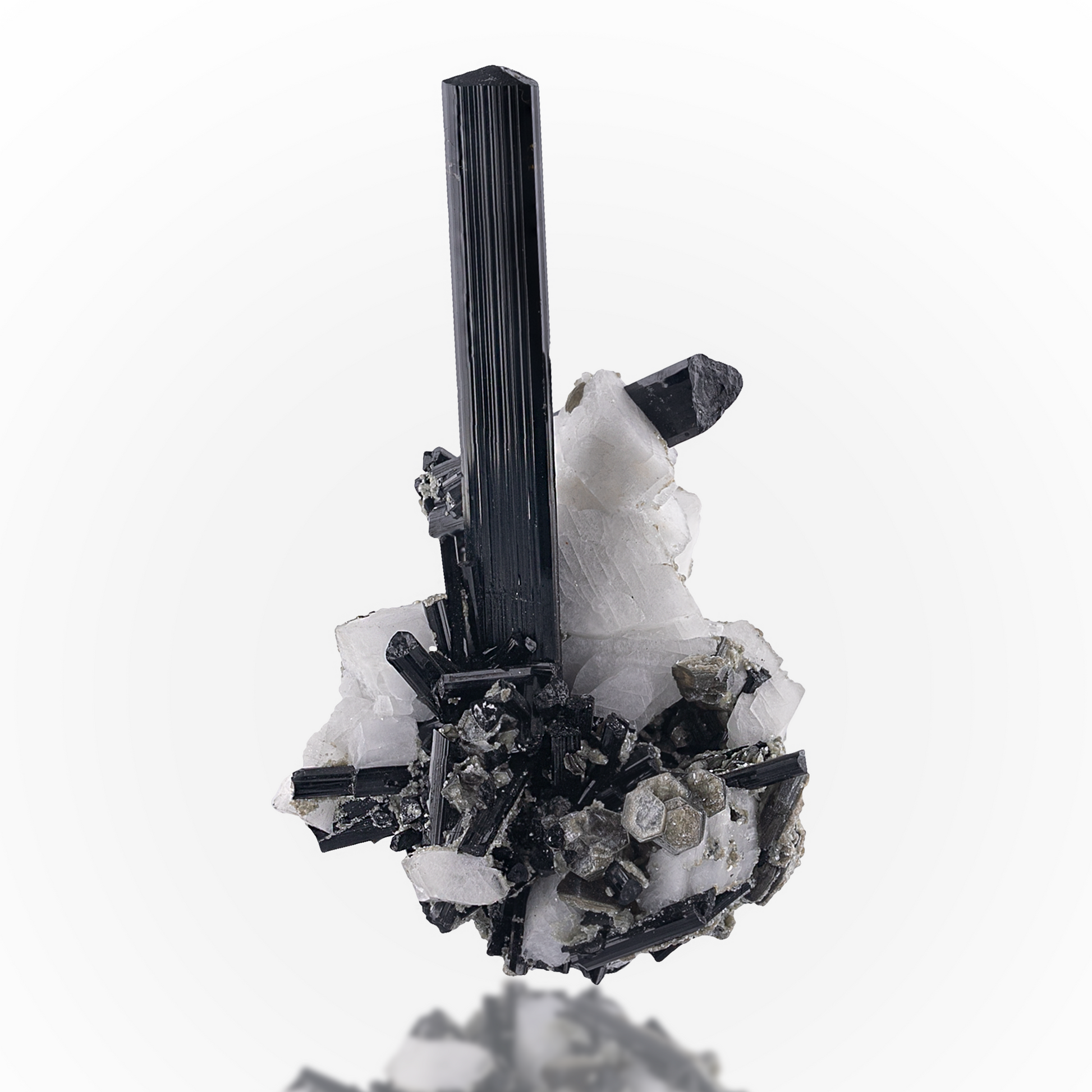 Black Tourmaline On Albite