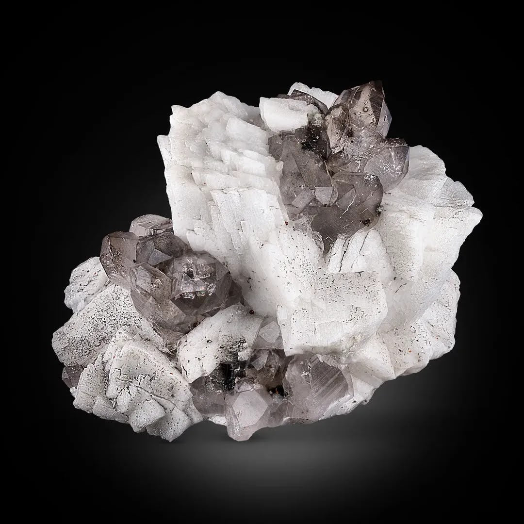 Smoky Quartz On Feldspar