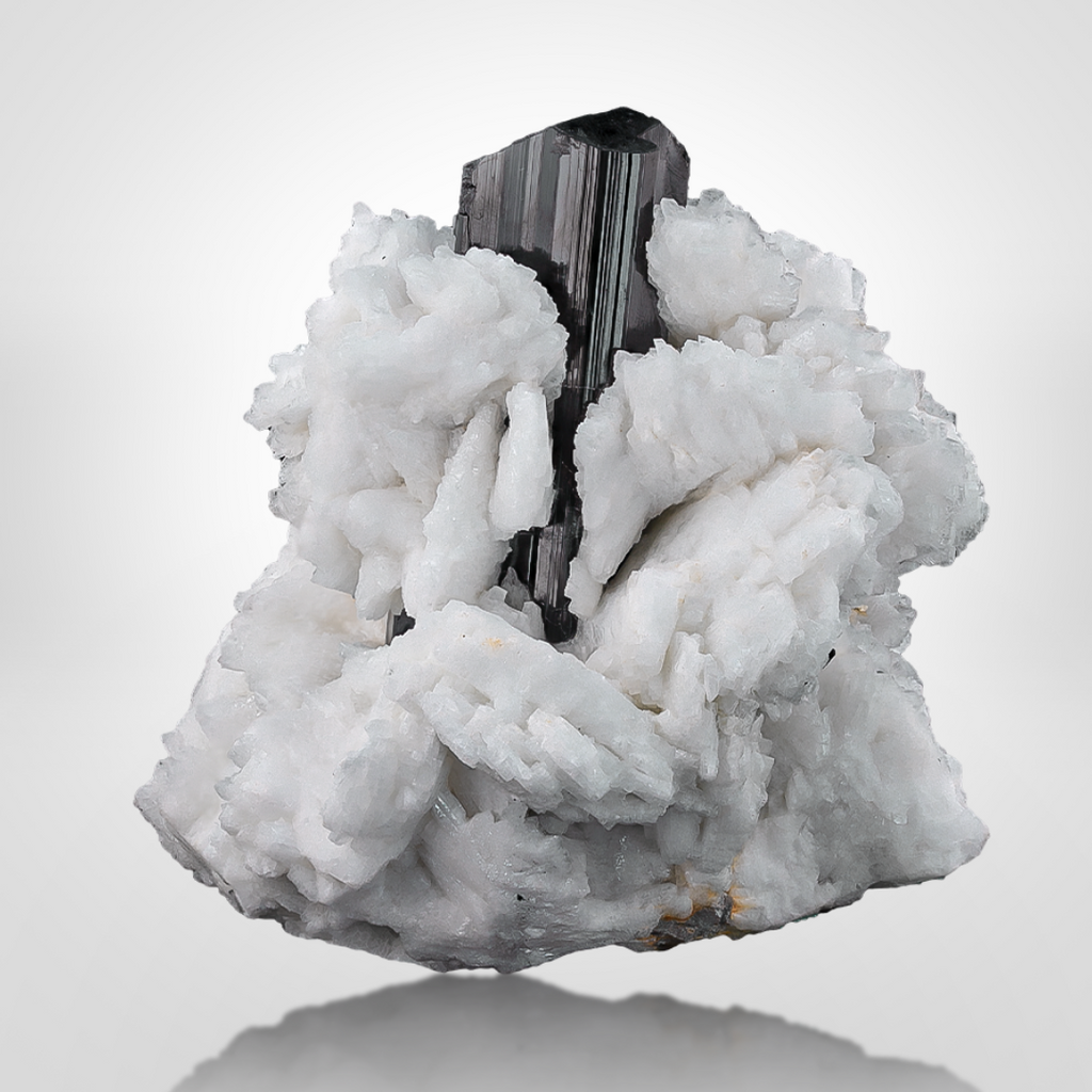 Black Tourmaline On Albite