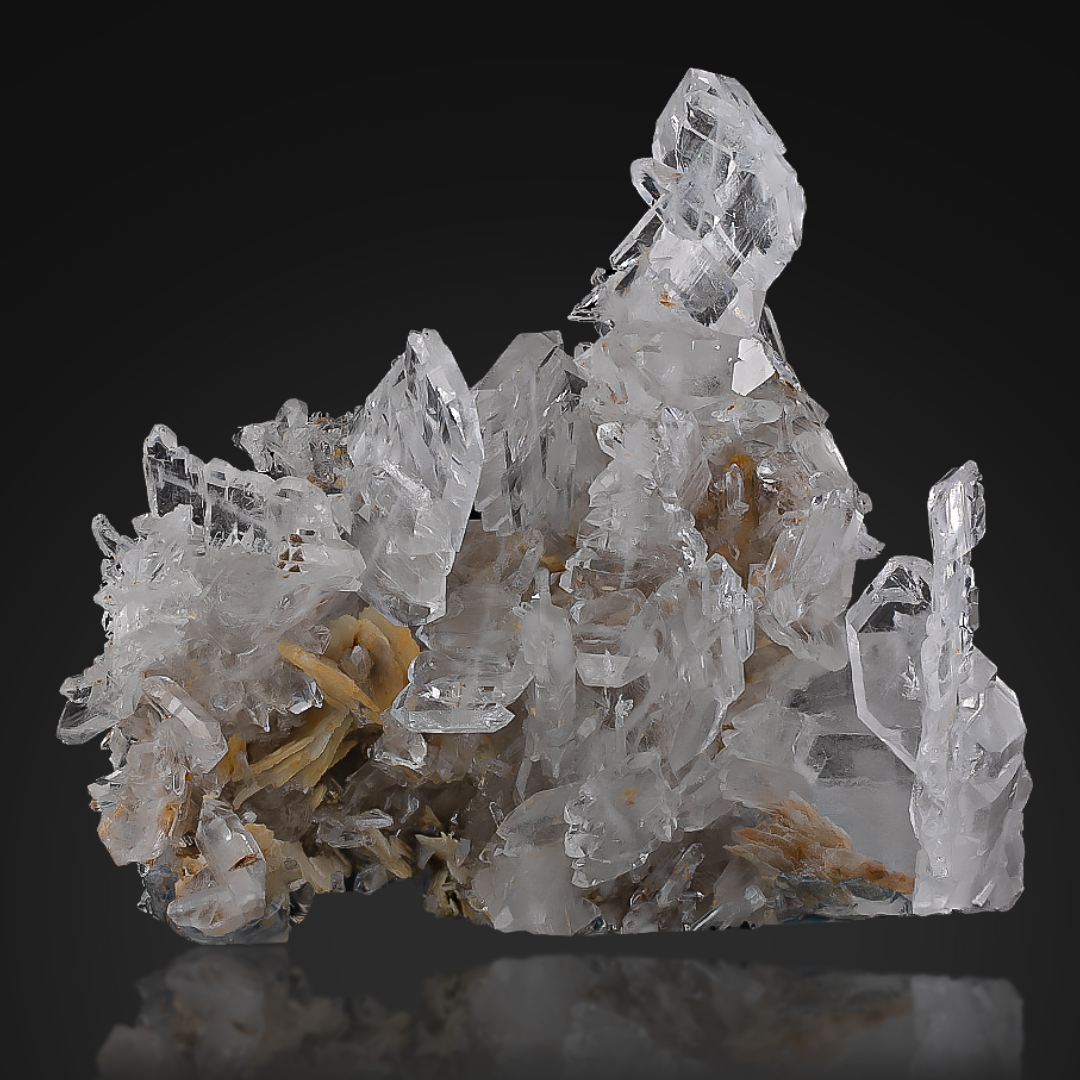 Faden Quartz Cluster With Calcite
