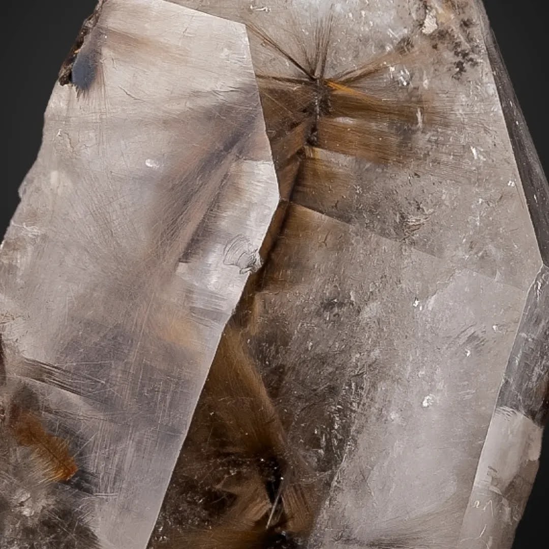 Close-up of a crystal with a dark background