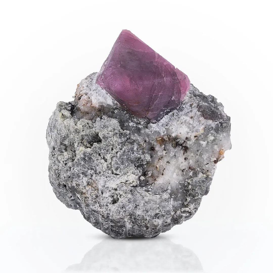 Natural Spinel On Calcite