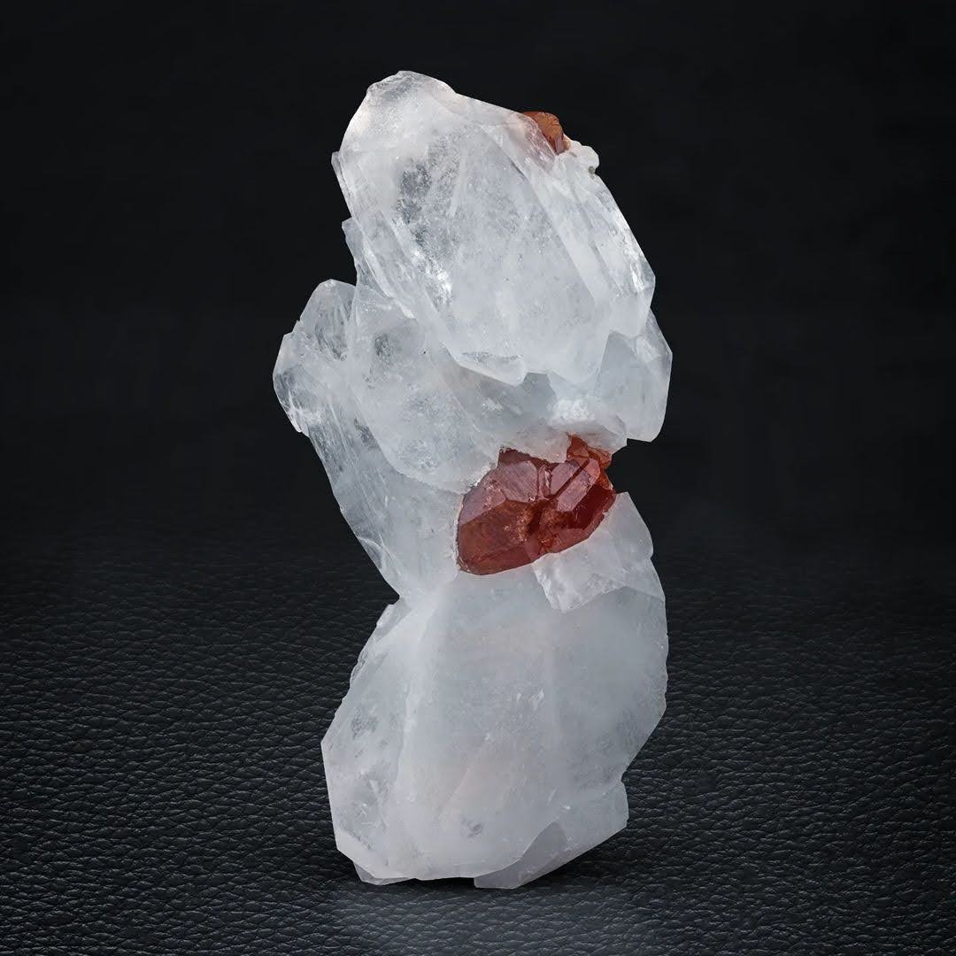 Red Hassonite Garnet Crystals Nicely Positioned on Quartz from Pakistan