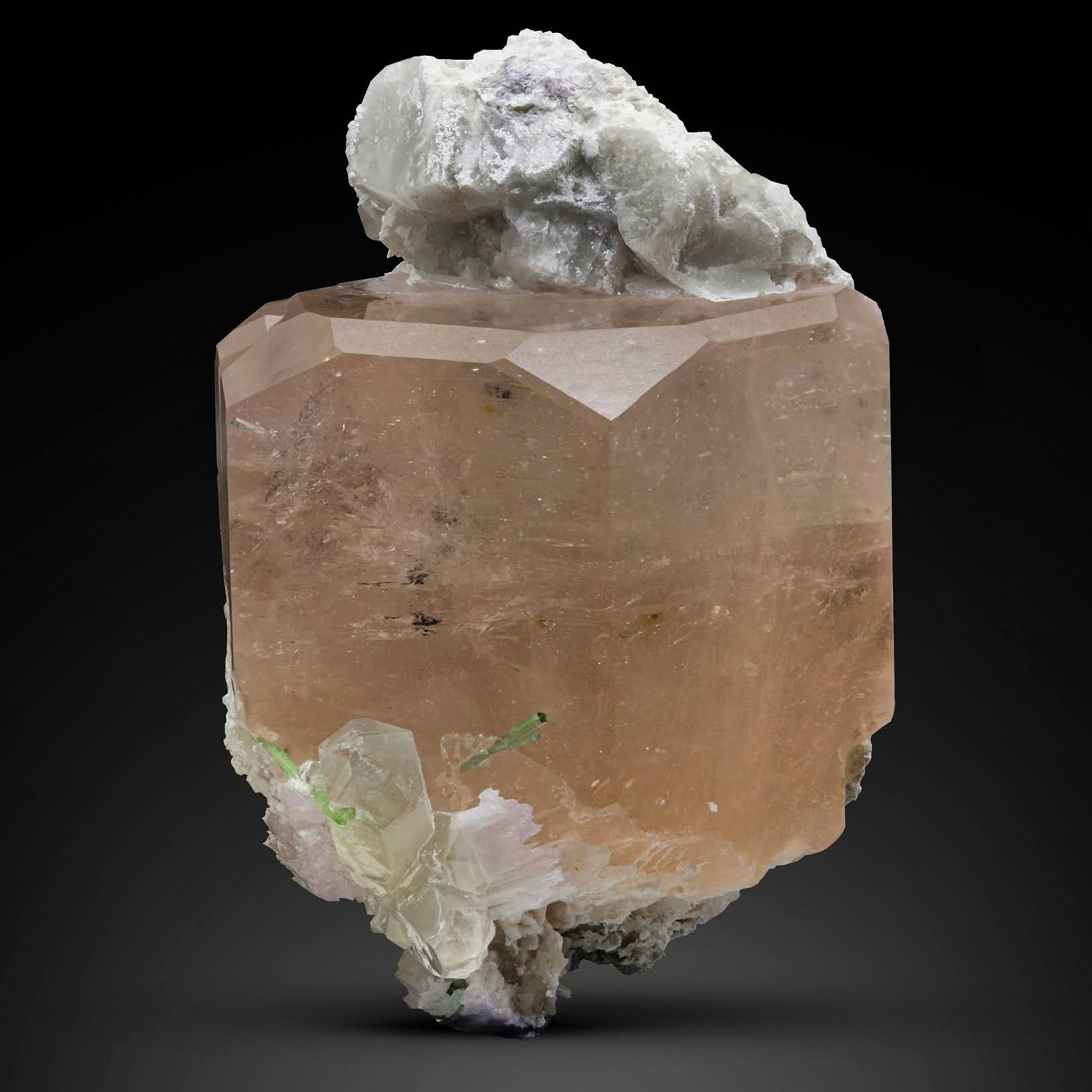 Impressive glassy Morganite crystal with Kunzite and Tourmaline from Afghanistan