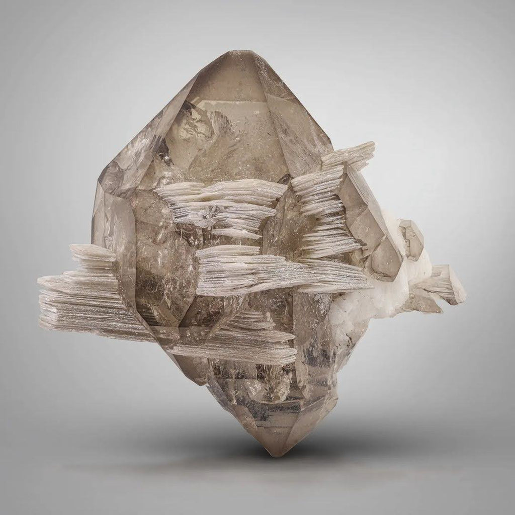 Double Terminated Smoky Quartz with Muscovite from Pakistan