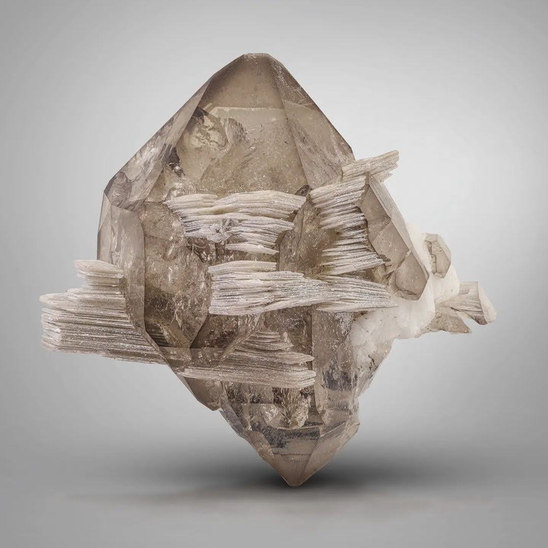 Double Terminated Smoky Quartz with Muscovite from Pakistan