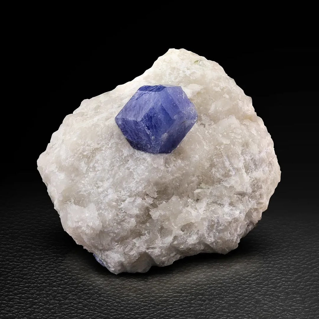 Isolated and Isometric Hackmanite Crystal on Calcite from Afghanistan