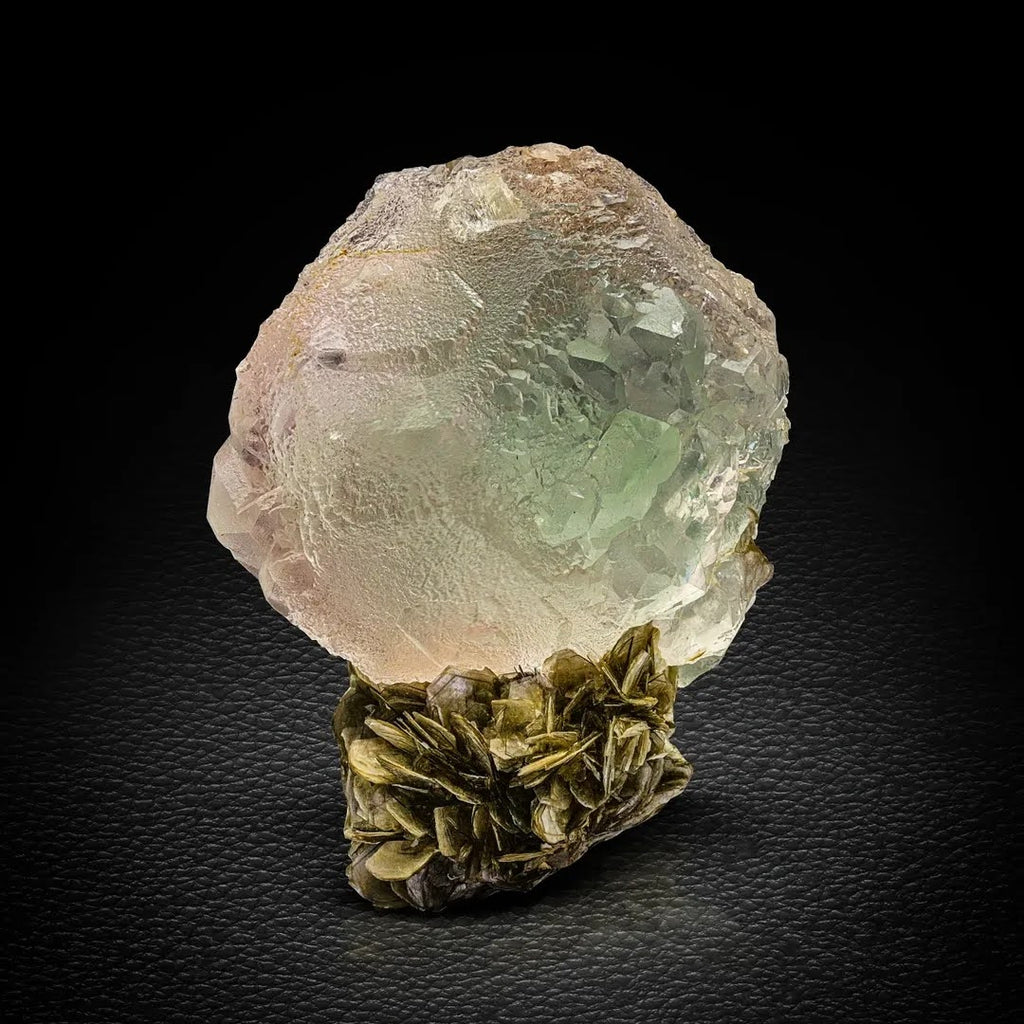 Bi color Focal Fluorite Crystal on Muscovite Matrix from Pakistan
